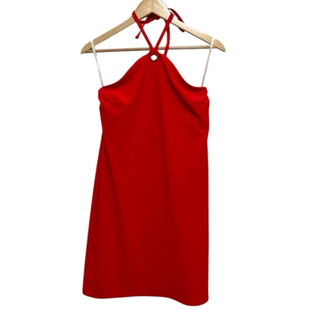 BOSTON PROPER Red Halter Mini Evening Dress Size XS